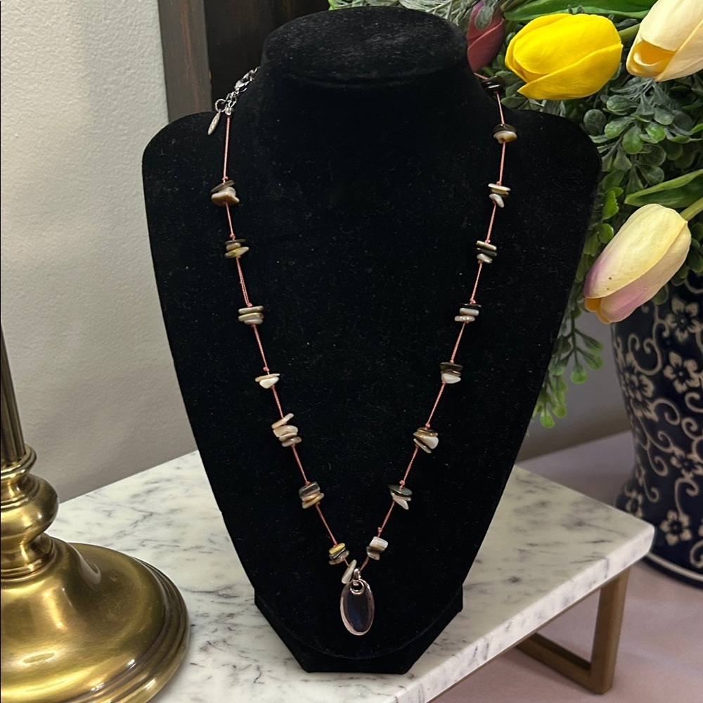 LC Lauren Conrad Brown and Cream Shell Pendant Necklace